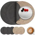 Produktbild: Myir JUN Tischsets Abwaschbar Leder und Untersetzer, Doppelseitigen Platzset Rund Ø 36cm 6er Set rutschfest Glasuntersetzer Platzdeckchen Leder Kunstleder Tischset (Grau Beige, 6er Set)