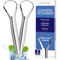 Produktbild: Zungenschaber Edelstahl | Zungenreiniger Set | Zungenputzer | Zungenbürste au...