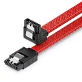 Produktbild: deleyCON 60cm SATA 3 Kabel Nylon 6 Gbit/s Datenkabel SATA III Anschlusskabel Serial ATA Verbindungskabel für Mainboard & Festplatte HDD SSD 1 S-ATA L-Stecker 90° Gewinkelt Rot