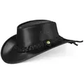 Produktbild: BLACK FOREST FOX Cowboyhut TEXAS Unisex Western Reiten Cowboy Leder Hut in 4 Farben Black Größe L schwarz L