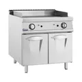 Produktbild: Royal Catering Gas-Grillplatte mit Unterschrank 12 kW geriffelt Propangas/LPG/Erdgas 50-300 °C Edelstahl Chromstahl Flammensperre Dunstabzug Zündflamme Pulszündung Gastro-Gasgriller Bratplatte