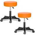 Produktbild: Casaria® Rollhocker Höhenverstellbar 2er Set 10cm Polsterung 46-60cm Höhe 360° Drehbar Ø35cm Rund Rollen Bürohocker Drehhocker Arbeitshocker Stuhl Orange