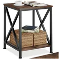 Produktbild: tectake® Industrial Möbel, Beistelltisch Holz und Metall, Schlafzimmer Nachttisch mit 2 Ebenen, Couchtisch mit X-Streben, Wohnzimmertisch, Beistelltisch Couch - Industrial Holz dunkel, rustikal