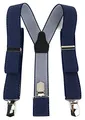 Produktbild: TigerTie Unisex Hosenträger in Y-Form mit 3 extra starken Clips - Farbe in gepunktet - hochwertige Verarbeitung - Breite 35 mm (dunkelblau marine weiß)