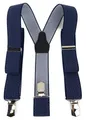 Produktbild: TigerTie Unisex Hosenträger mit 3 extra starken Clips - marine weiß gepunktet
