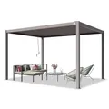 Produktbild: PRIMEYARD Pergola 3x4 m Aluminium-Pfosten mit Lamellendach aus Stahl graue Terrassenüberdachung