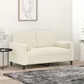 Produktbild: 2-Sitzer-Sofa mit Zierkissen Creme 120 cm Samt