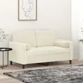 Produktbild: 2-Sitzer-Sofa mit Zierkissen Creme 120 cm Samt