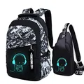Produktbild: Asge 128-1 Oxford-gewebe Schulrucksack für Jungen Schulrucksack Druck Rucksack Jugendlichen Schultasche Outdoor Reflektierender Daypack, Grau, M