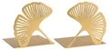 Produktbild: moses. libri_x Buchstütze Gingko 2er Set, Dekoratives Buchständer-Set aus Metall in Gold, Goldene Buchstützen mit Cut-Out Look