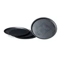 Produktbild: Relaxdays Pizzablech mit Perforation im Set runde Pizzabackbleche mit extra großem Durchmesser: ca. 29 cm Backbleche für Pizza und Flammkuchen Pizza Backset im 4er Set antihaftbeschichtet, anthrazit