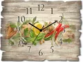 Produktbild: ARTland Holz Wanduhr Funkuhr - schwarzer Zeiger Kräuter und Gewürze Größe: 40x30 cm