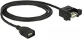 Produktbild: DeLOCK - USB-Kabel - USB (W) bis USB (W) Paneel montierbar - USB 2.0 - 1 m - Schwarz