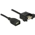 Produktbild: Delock USB2.0-Kabel A-A: 1m, zum einseitig Einbau (1 m, USB 2.0) (85460)