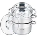 Produktbild: Produktbild Klausberg Mantowarka Dampfkocher 24cm Set Induktion Kochtopf Dampfgarer Glasdeck (4 Elemente)