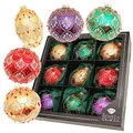 Produktbild: Krebs Glas Lauscha - Weihnachtsdekoration/Christbaumschmuck aus Glas - Weihnachtsbaumanhänger - Farbe: Gold, Rot, Lila, Grün, Gelb - 9 Stück - Größe: 8-10 cm