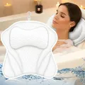 Produktbild: BARAKYEG Badewannenkissen Weiß,Neue 4D Mesh Nackenkissen Badewanne Kopfkissen Komfort BadeKissen als Nacken mit 6 Saugnäpfen für Home Spa und komfortable Badewannen Stützt Kopf,Nacken,Schultern,Rücken