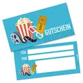 Produktbild: itenga Geschenkgutschein Verpackung I Geschenkkarte I Motiv Kinoticket I Gutschein I 21,0 x 10,5 cm I Postkarte zum Ausfüllen
