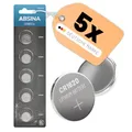 Produktbild: ABSINA CR1620 3V Lithium Knopfzelle 5er Pack - CR 1620 Knopfbatterie auslaufsicher & Lange Haltbarkeit für Autoschlüssel, Uhr und vieles mehr - 3 Volt Batterien