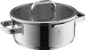 Produktbild: WMF Function 4 Advanced Kochtopf groß 24cm, Glasdeckel, Bratentopf Induktion 4,1l, Cromargan Edelstahl poliert, 4 Abgießfunktionen, Innenskalierung, silber