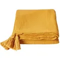 Produktbild: Homescapes Überwurf, Dunkelgelb, Textil, Uni, Rechteckig, 225x255 cm, Oeko-Tex®, Schlaftextilien, Bettwäsche, Tagesdecken