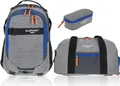 Produktbild: Schulrucksack 3 Teile Set Elephant Hero Signature Rucksack Schulmappe Schultasche Schulrucksäcke 12723 rsmb Two Tone Grey-Blue