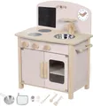 Produktbild: roba® Spielküche Spielküche, rosa/natur Holz, MDF, mit Kreidetafel, Pfanne und Küchezubehör