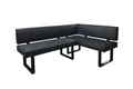 Produktbild: byLIVING Eckbank Vancouver/Vintage Mikrofaser anthrazit/Metall Gestell schwarz pulverbeschichtet/Taschenfederkern/Langer Schenkel Links/Küchenbank/Sitzbank / 181,5 x 125, H 86 cm