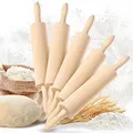 Produktbild: TIMELEOS Nudelholz Holz - Teigroller - Wellholz - Nudelholz als Backzubehör - Backrolle aus Buchenholz zum Teigrollen - stabil & langlebig - (5x Teigrolle Groß)