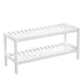 Produktbild: SONGMICS Schuhregal aus Bambus, Schuhablage mit 2 Ebenen, Schuh-Organizer, Regal für Schuhe, Pflanzen, Bücher, Wohnzimmer, Flur, Schlafzimmer, Badezimmer, 26 x 70 x 33 cm, weiß LBS02WT