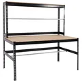 Produktbild: Packstation HWC-J84, Packtisch Werktisch Rollenhalter Stahl 183x183x90cm schwarz