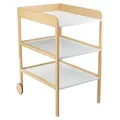 Produktbild: Geuther Wickelregal Clarissa XL | Wickeltisch aus massivem Buchenholz | Platzsparende Baby Wickelkommode mit Rollen & geräumigen Ablageflächen | Für Wickelunterlage bis 72x56 cm | Weiß-Natur