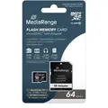 Produktbild: MediaRange Micro SDXC Speicherkarte 64GB Klasse 10 SD-Karten Adapter