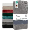 Produktbild: Blumtal Spannbettlaken Spannbettlaken Cashmere Touch - Oeko-TEX zert. Bettlaken, Winter - Plüsch Spannbettlaken aus Mikrofaser grau 120 cm x 200 cm