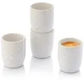 Produktbild: SÄNGER | Espresso Tassen Set Korfu 4 tlg, Espresso- & Mokkatassen 4 Personen, Espressotassen Steingut, Espressotassen Set, Espresso Cup Creme Farben mit Sandiger Maserung 80 ml | PREMIUM COLLECTION