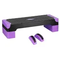 Produktbild: HMS Stepper Aerobic Steppbrett Balanceboard Fitnessgerät Heimtraining 2 Größen, effektives Training durch verschiedene Höhen lila|schwarz 80 cm