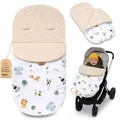 Produktbild: Fußsack Kinderwagen und Buggy für Winter 90x45 cm - Fusssack Winterfußsack warme Einlage Einschlagdecke Baby Zubehör warm Minky Zertifikat Oeko-Tex Safari