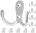 Produktbild: Bolatus 5 Stück Kleiderhaken Silber Garderobenhaken Vintage Doppelhaken Wandhaken Metall Retro Haken zum Schrauben für Küche Badezimmer Wand