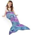 Produktbild: Catalonia Classy Meerjungfrauen schwanz Decke, weicher warmer Plüsch Fleece Schlafsack Kuscheldecke, 155 x 50 cm Fischschuppenmuster, Sternenhimmel