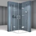 Produktbild: Eckdusche Dusche Drehtür Eckeinstieg Nano ESG Sicherheitsglas 80 x 80 x 195 cm