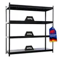 Produktbild: PROREGAL Profi Schwerlastregal Metallböden Hercules schwarz 60cm tief, 200x200x60cm, 4 Stahlplatten-Ebenen, Fachlast 400kg, Metallregal Lagerregal Steckregal Regal