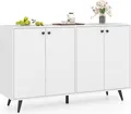 Produktbild: COSTWAY Buffet-Sideboard, 4-Türen Aufbewahrungsschrank mit 5-fach verstellbaren Regalen, freistehender 127,5 cm Akzent-Schrank mit 5 Stützbeinen Weiß