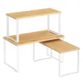 Produktbild: Gewürzregal, 3er Set Küchen-Organizer, Küchenregal, stapelbar, erweiterbar, Metall und Holzwerkstoff
