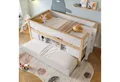 Produktbild: Ulife Etagenbett mit ausziehbarem Bett,Kinderbett,mehrere Ablagefächer, 90x200cm,ohne Matratze, Weiß + Natur