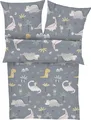 Produktbild: s.Oliver Junior Bettwäsche 135x200 cm - grau, Satinbettwäsche mit Dinosauriern, 100 % Baumwolle