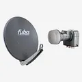 Produktbild: Fuba Sat Anlage 4 Teilnehmer | Satellitenschüssel Komplettset - DAA 650 A Sat-Schüssel 60x65cm Alu anthrazit + Fuba DEK 417 Quad LNB 4 Teilnehmer (DVB-S2, HDTV, UHD 4K/8K, 3D) mit LTE-Störfilter