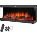 Produktbild: Elektro-Wandkamin Luciano, 2 Heizstufen, Flammeneffekt, App - schwarz - Schwarz