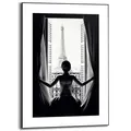 Produktbild: REINDERS Gerahmtes Bild, Frau in Paris, Schlafzimmer, Bilder, Wanddeko, Room Decor, MDF, Schwarz-Weiß, 70x50cm