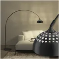 Produktbild: tectake Bogenleuchte, 70er Jahre Retro-Stil, Teleskopbogen mit schwenkbarem Lampenschirm, Fußschalter, höhenverstellbar 187 - 206 cm