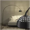 Produktbild: tectake® Bogenleuchte, Bogenlampe, Stehlampe Wohnzimmer, Esszimmerlampe modern, Schirmlampe hängend, Retro Vintage Optik, Lampe Esszimmer, Standleuchte, Standlampe - schwarz